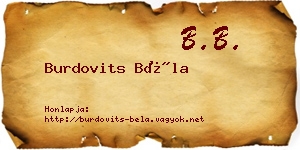 Burdovits Béla névjegykártya